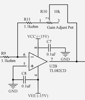 Output Adjustment Amplifier using TL082